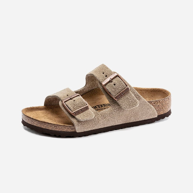 Arizona Kid's Taupe Suede Leather Narrow